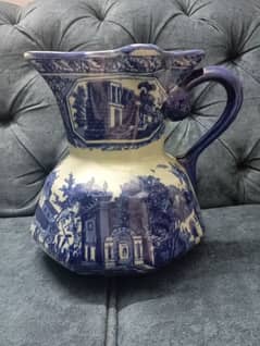 VINTAGE ANTIQUE BLUE WHITE LARGE PITCHER / JUG 0