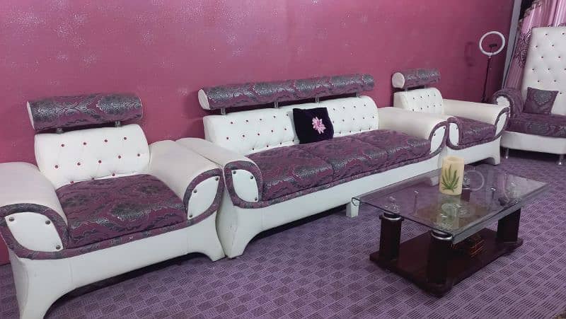 7. seter sofa set with fancy glass tablet one couch 10