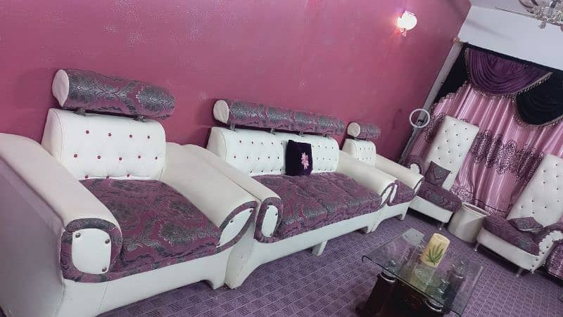 7. seter sofa set with fancy glass tablet one couch 12