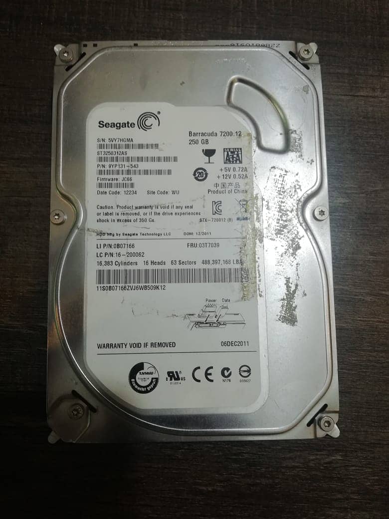 Branded SeaGate 250GB HDD 0