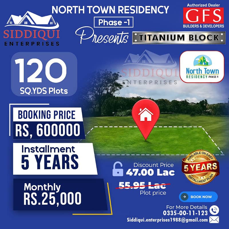 80 AND 120 SQYARDS PLOTS ON 5 YEARS INSTALMENT PLAN NORTH TOWN RESIDENCY PHASE 1 5