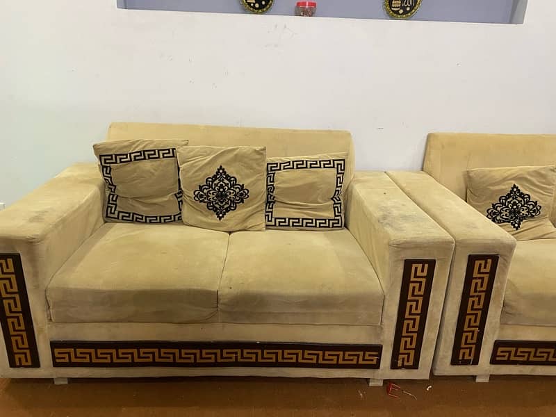 6 seater sofa set mustard colour 1