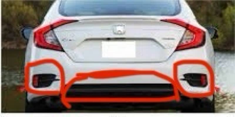 Back Bumper Reflector Covers and center plastic piece for Honda CivicX 0