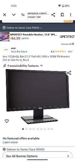 Acer 21.5 inches 1080P monitor