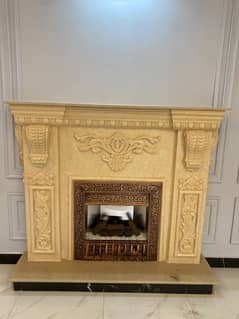 Cement counter With Brass fireplace