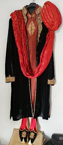 New groom/dulha sherwani in black velvet 1