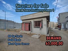 80 YARDS WEST OPEN CORNER STRUCTURE FOR SALE NORTH TOWN RESIDENCY PHASE 1