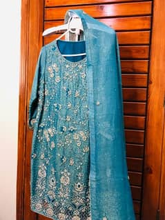 torquoise Cutwork dress (Shirt & Dupatta)