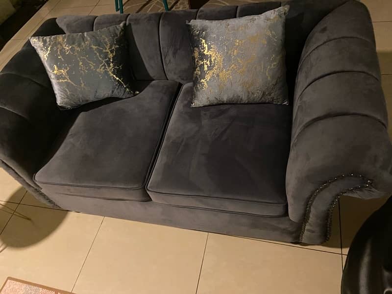 charcoal Grey velvet sofa set 3