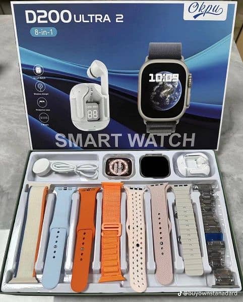 D200 ultra 2 Smart Watch with Bluetooth Earbuds 1