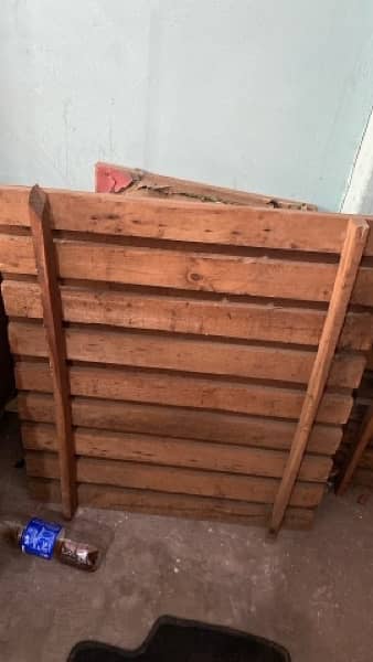 king size heavy wood bed with attached side tables and dressing 5