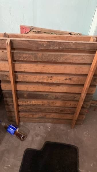 king size heavy wood bed with attached side tables and dressing 7