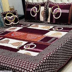 4 Pcs Velvet Jacquard Printed Double Bedsheet