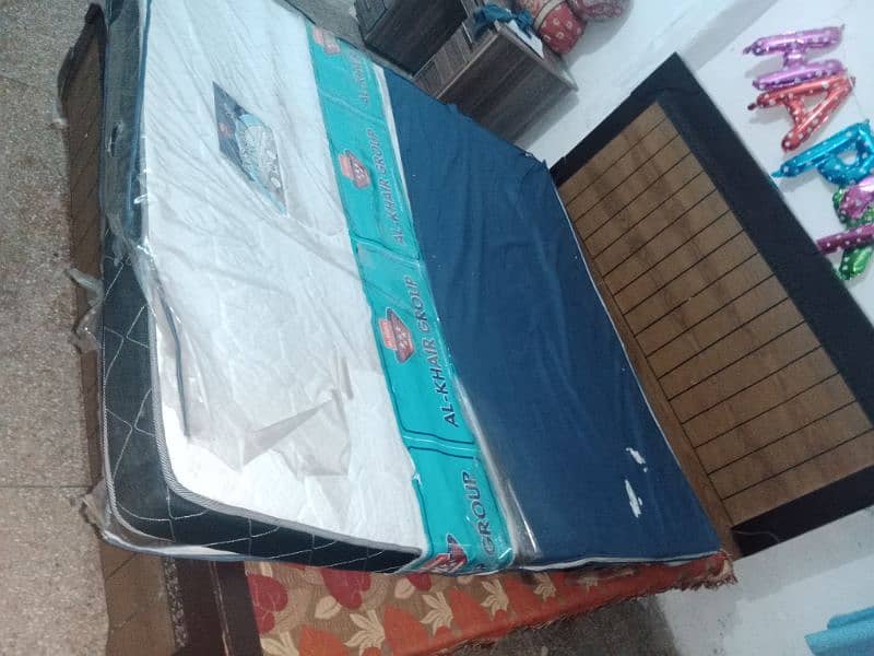 King Size Bed with Side Table  & 72x78 Alkhair Mattress for Sale 10