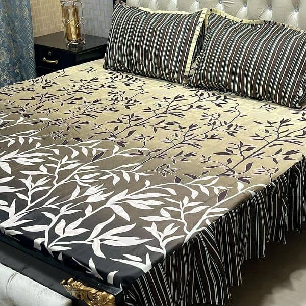 3 PCs salonica printed double bedsheet 1