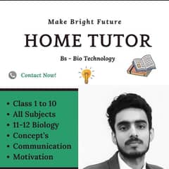 Home Tutor Available from Class 1 to 10th. (+923154949469) watsapp