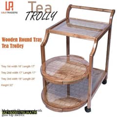 Wooden Round Tray Tea Trolley