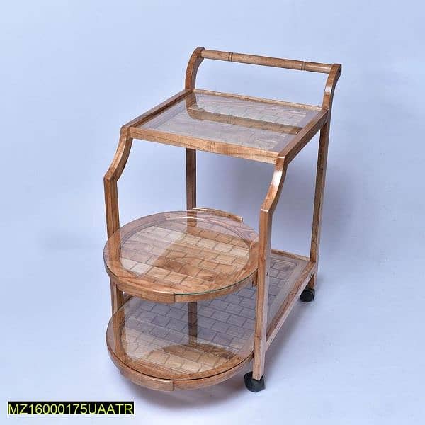 Wooden Round Tray Tea Trolley 1