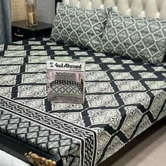 3 pcs mixed cotton printed double bedsheet 0