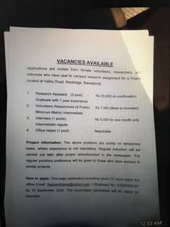 vacancies available for female 0