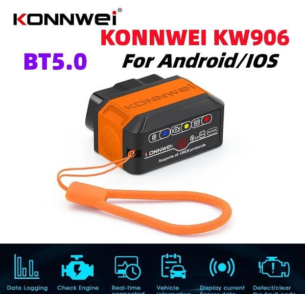 KONNWEI Universal Car Mini Scanner KW906 Car Engine Bluetooth5.0 OBD2 0