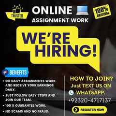 WE ARE HIRING IN ONLINE ASSIGNMENT WRITING.