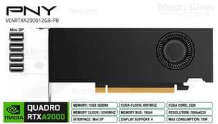 PNY nVidia RTX A2000 Graphics Card 12GB 192Bit GDDR6 PCIe x16 4xMiniDP