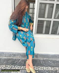 2pcs women's stitched linen printed suit 0