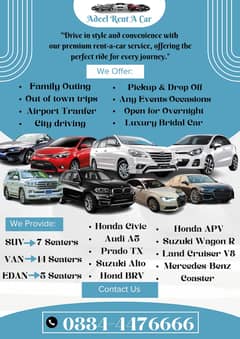 Car Rental/BRV/Corolla/Prado/Revo/Civic/Audi/Rent A Car/Alto/V8/Suzuki