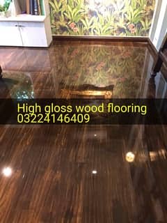 High Gloss Wooden Floor, Roller blind, Curtains, Spc Flooring .