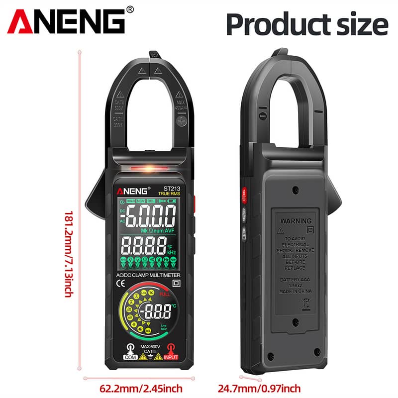 DC / AC Digital Clamp Meter / Solar Battery DC Ampere Multimeter Aneng 1