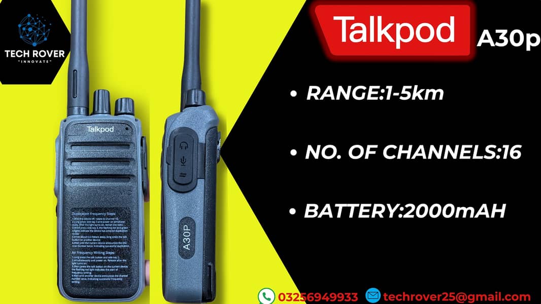 Walkie Talkie | Wireless Set (Talkpod) A30P Two Way communication 0