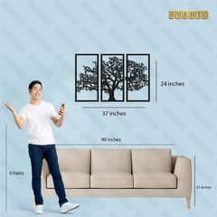 3 Frame Black tree Wooden Wall Decore panal 0