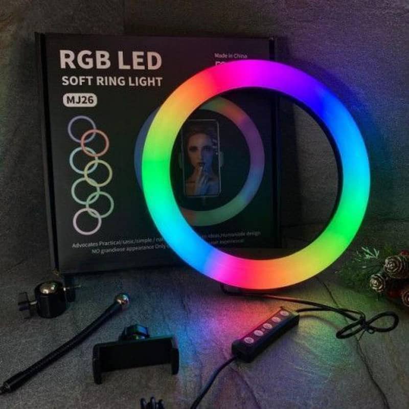 Ring Light RGB multiple color light 26cm, 7feet stand and mbile holder 1