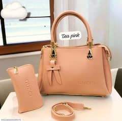 Luxe Women's 2-Piece Genuine Leather Handbag Set in Blush Pink