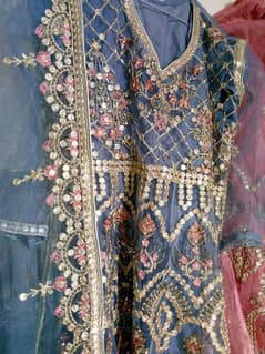 beautiful Gray and pink color sharara with golden embroidery