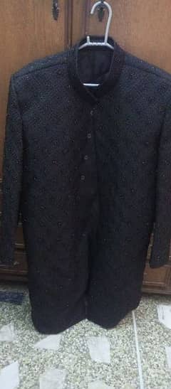 Black Sherwani, Full Embroidery, Full set