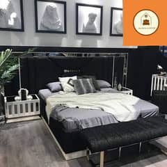 1 bed and 2 side tables