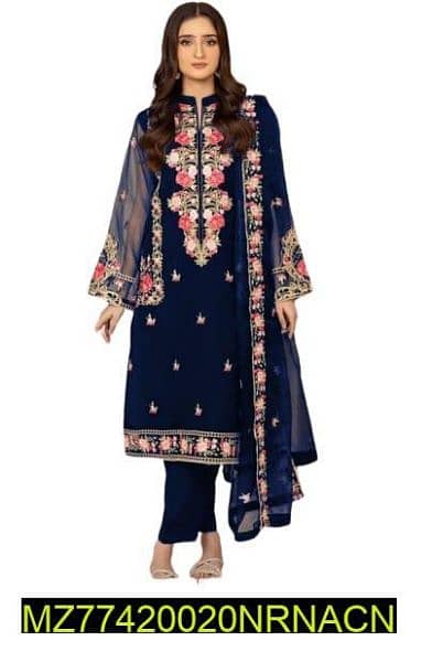 3pcs women's stiched chiffon embroidered suit 0