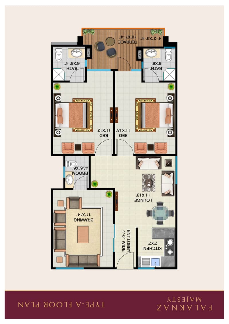 2bed Lounge - 2Bed DD - 3Bed DD Apartment 3