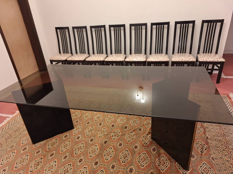 Dining Table / 8 Chair Dining Table / Glass top dinning table 1