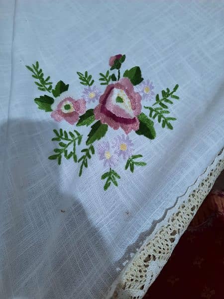 an hand  embroidered bed sheet with two pilows 4