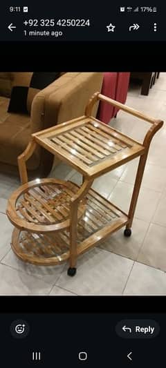 beech wood tea trolley