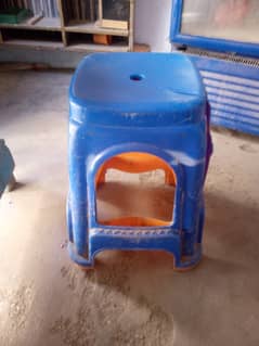 Used Blue Stool With Double Legs