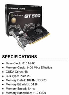 Graphic Card 1GB Nvidia GT 520