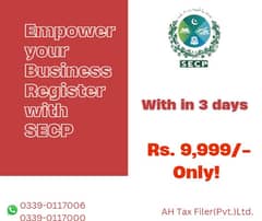 TAX RETURN,GST,FILER,SRB,NTN,SALE TAX,SECP,TRADEMARK,LLC INCORPORATION 0