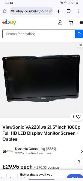 ViewSonic VA1931wa 21.5" inch 1080p Full HD LED Display Monitor Screen 10