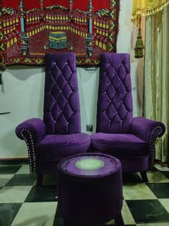 Purple Velvet Coffee Chairs with round table