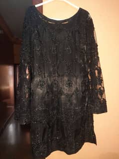 black net kameez with silk pajama.