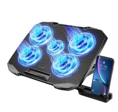 Laptop Cooling Pad with 5 Fans | Adjustable with Mobile Stand